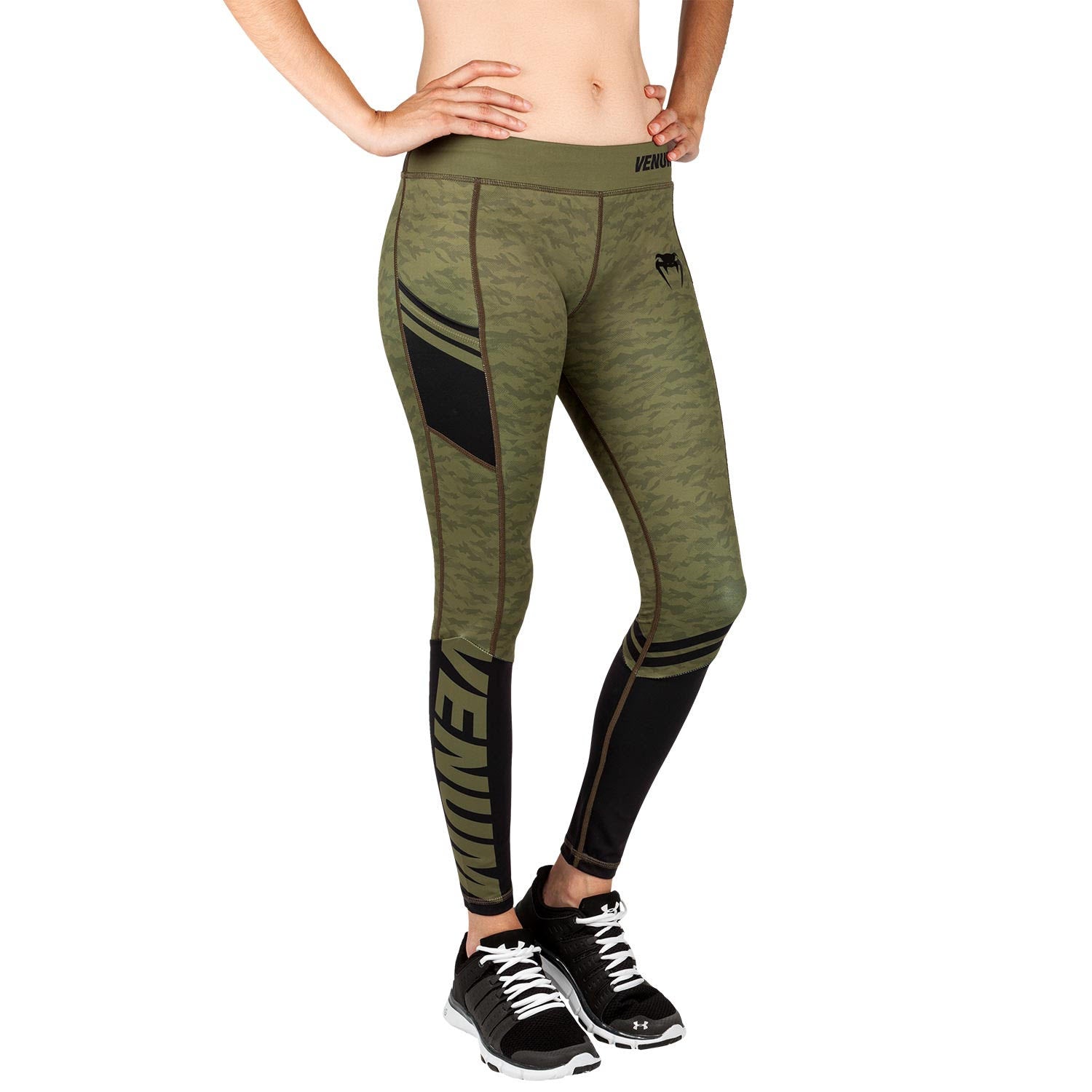 venum-power-2-0-leggings-damen-khaki-schwarz image 3