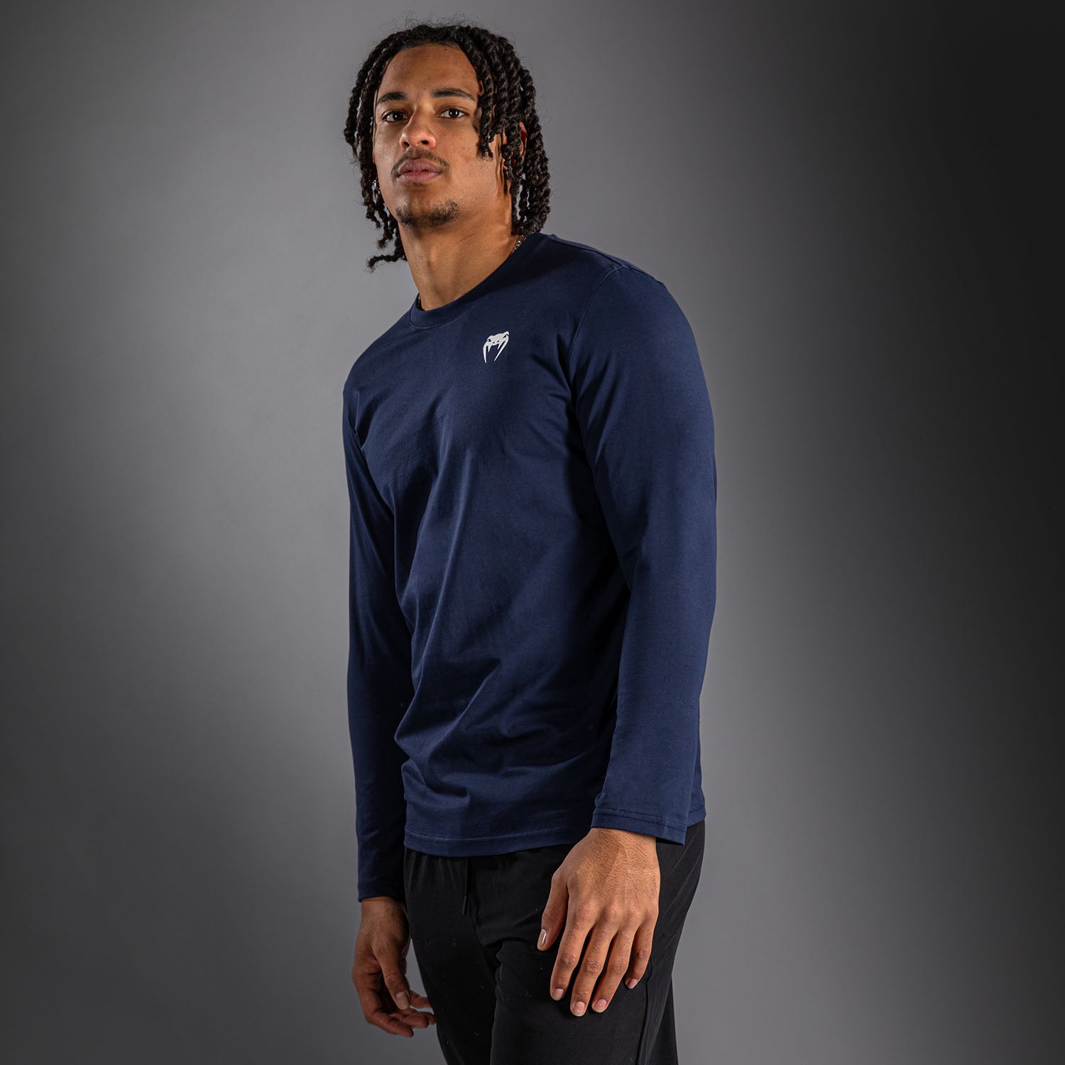 venum-lineup-langarm-t-shirt-herren-marineblau-wei image 2