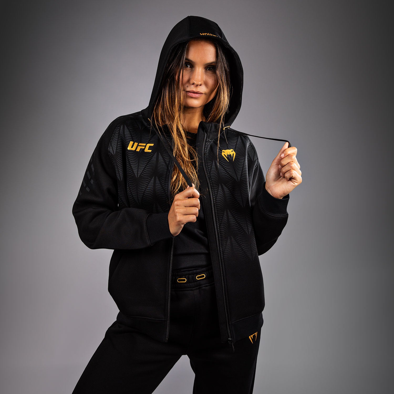 ufc-zenith-by-venum-replica-zip-hoodie-damen-champion-schwarz-gold image 6