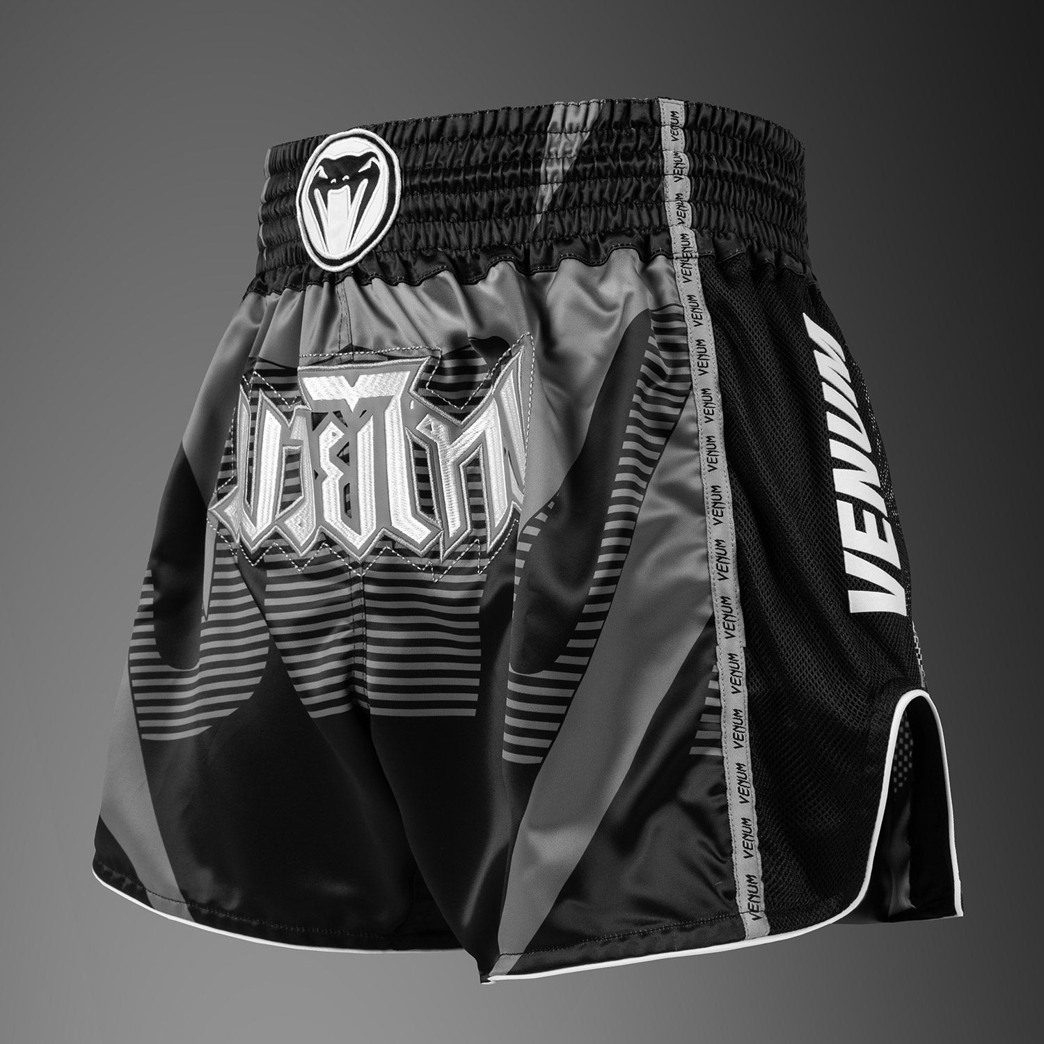 venum-adrenaline-muay-thai-shorts-schwarz-silbergrau image 2