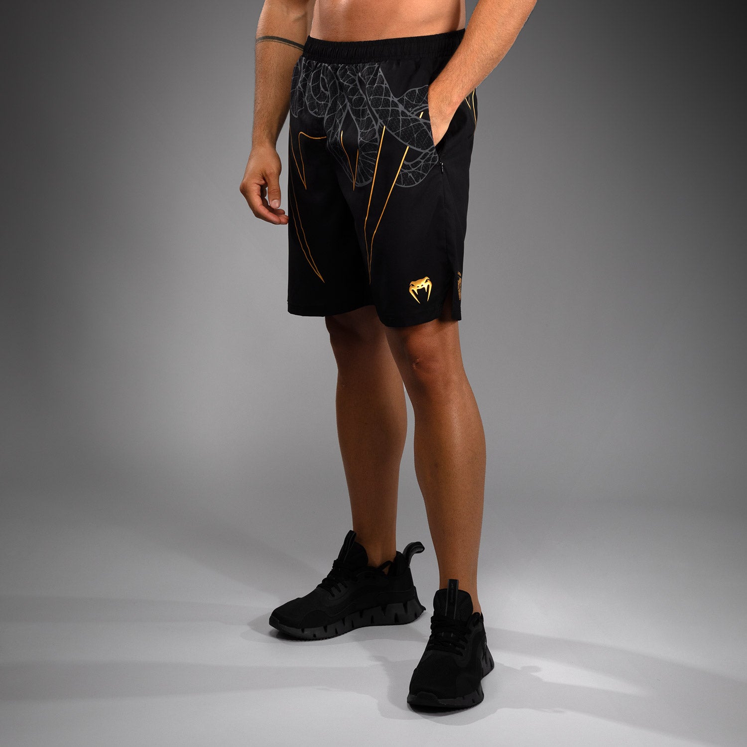 venum-serpenti-trainingsshorts-herren-lang-geschnitten-schwarz-silber-gold image 3