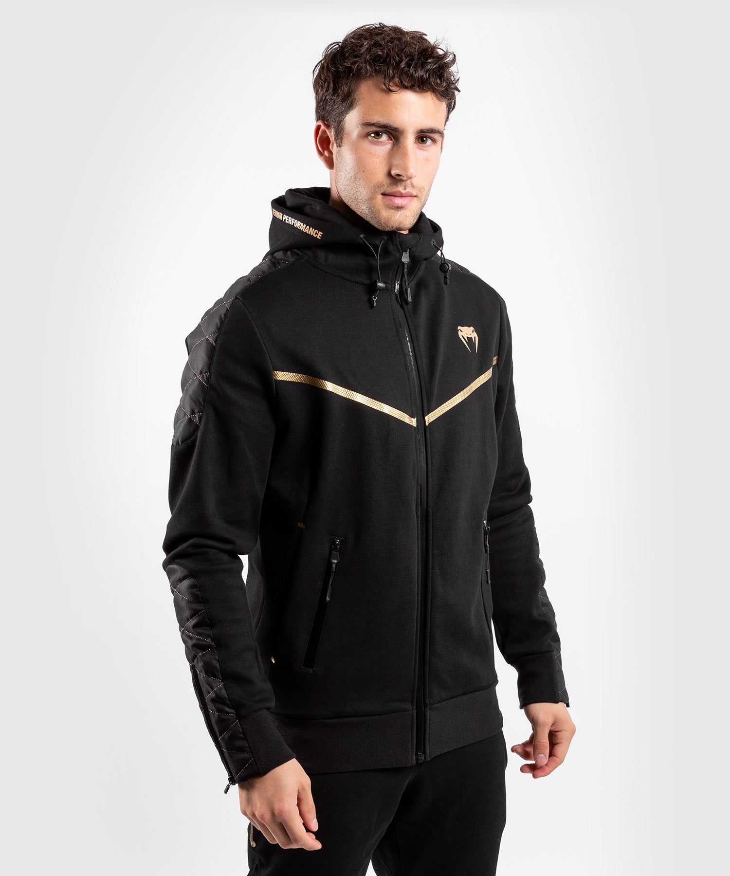venum-laser-evo-sweatshirt-schwarz-gold-kapuzen-hoodie image 4