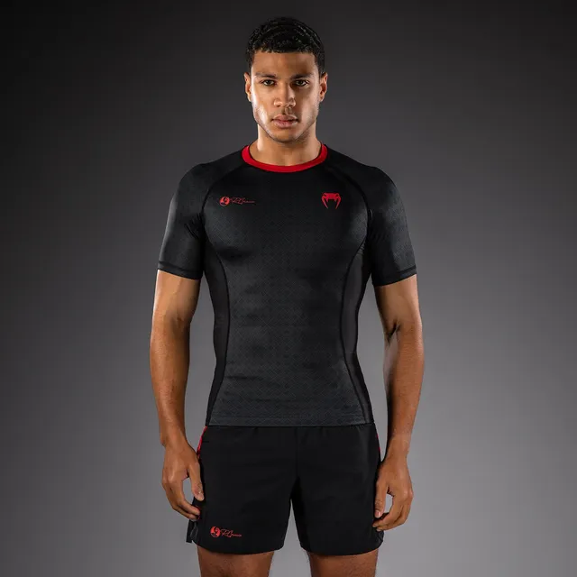 venum-x-roger-gracie-signature-kurzarm-rashguard-schwarz-rot image 1