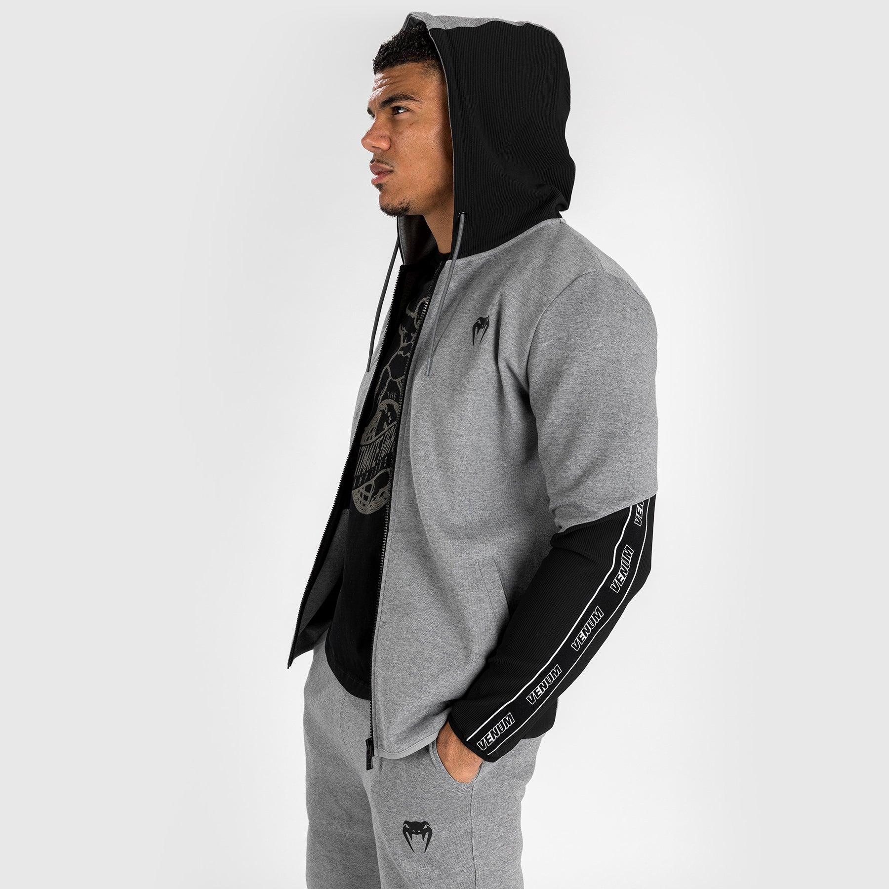 venum-contender-4-0-herren-hoodie-mit-rei-verschluss-grau-schwarz image 3