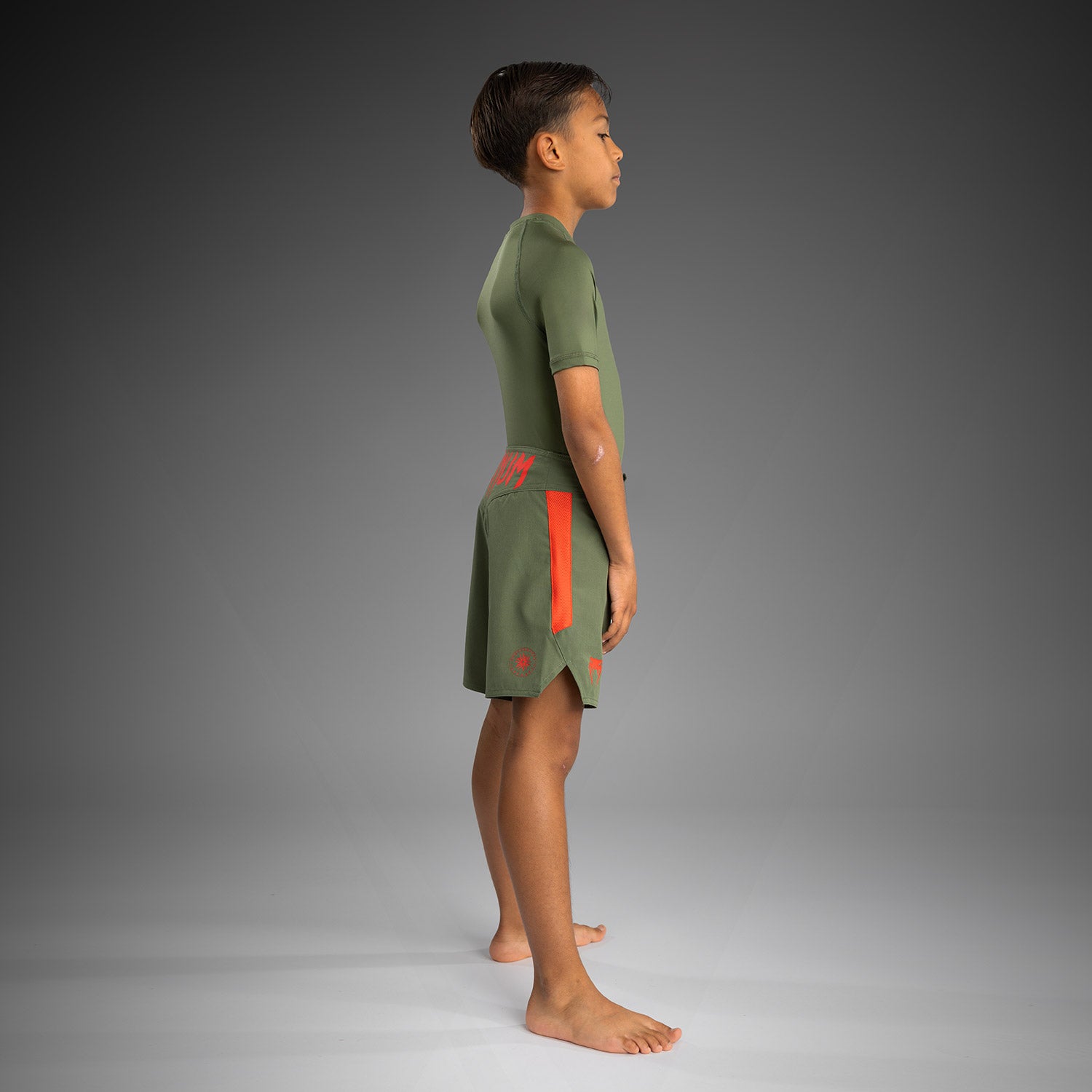 venum-light-kids-fightshorts-kinder-army-green-orange image 3