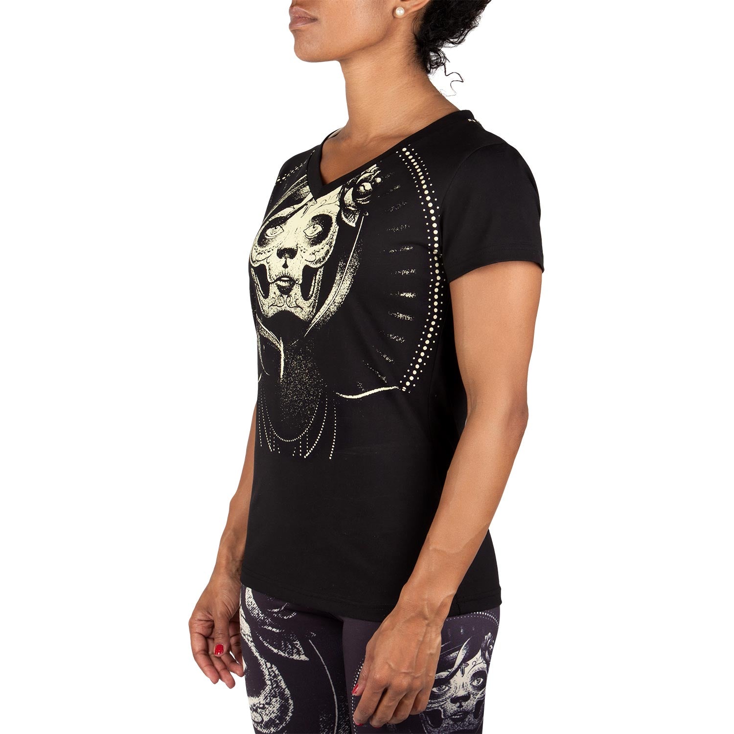 venum-santa-muerte-t-shirt-damen-schwarz-gelb image 2