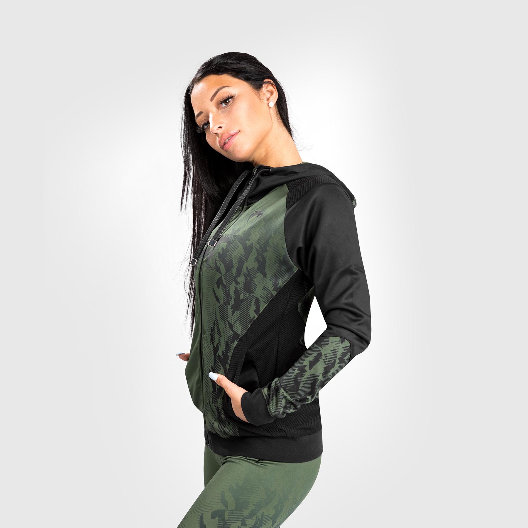 ufc-venum-authentic-fight-week-damen-hoodie-mit-rei-verschluss-khaki image 4