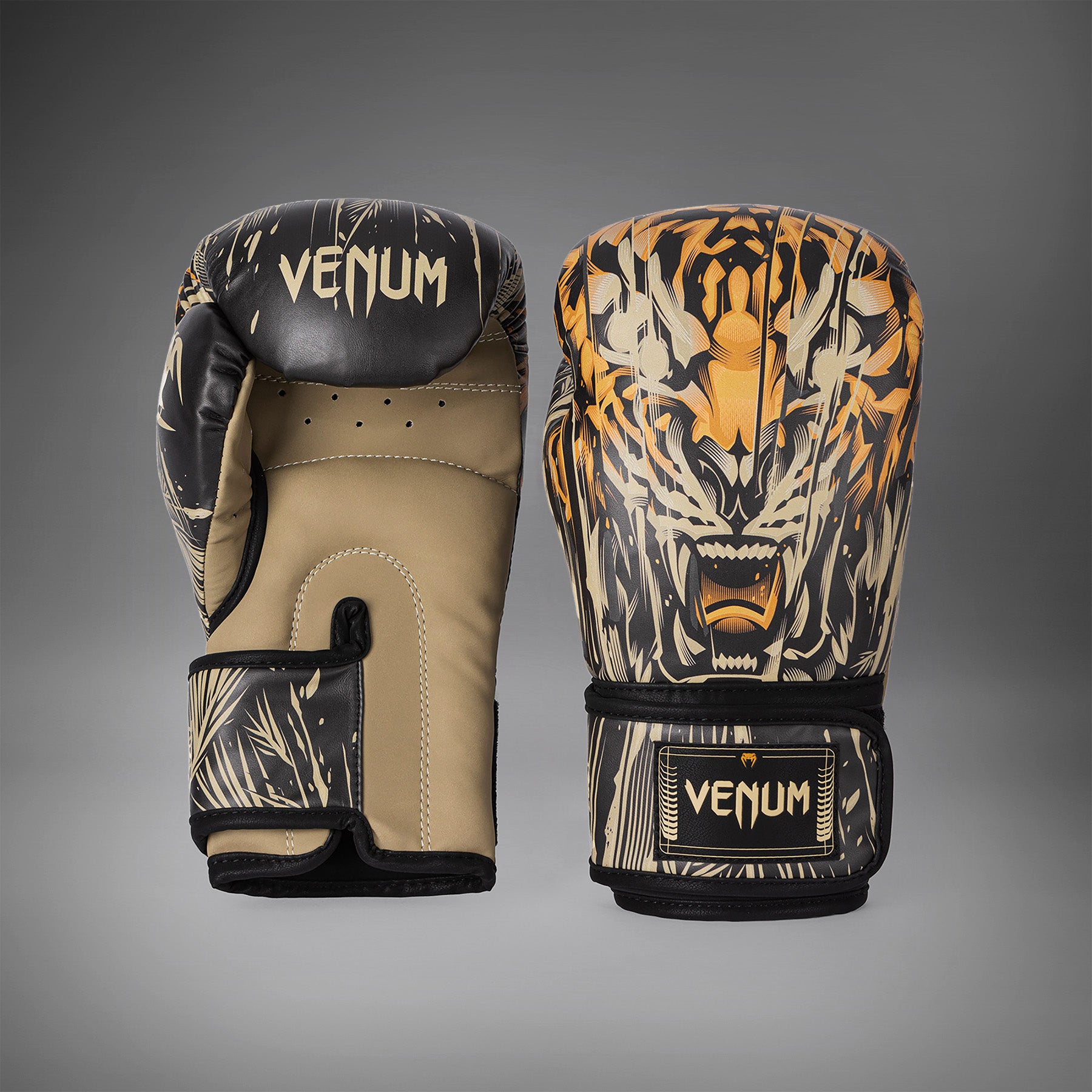 venum-tiger-boxhandschuhe-schwarz-neonorange image 1
