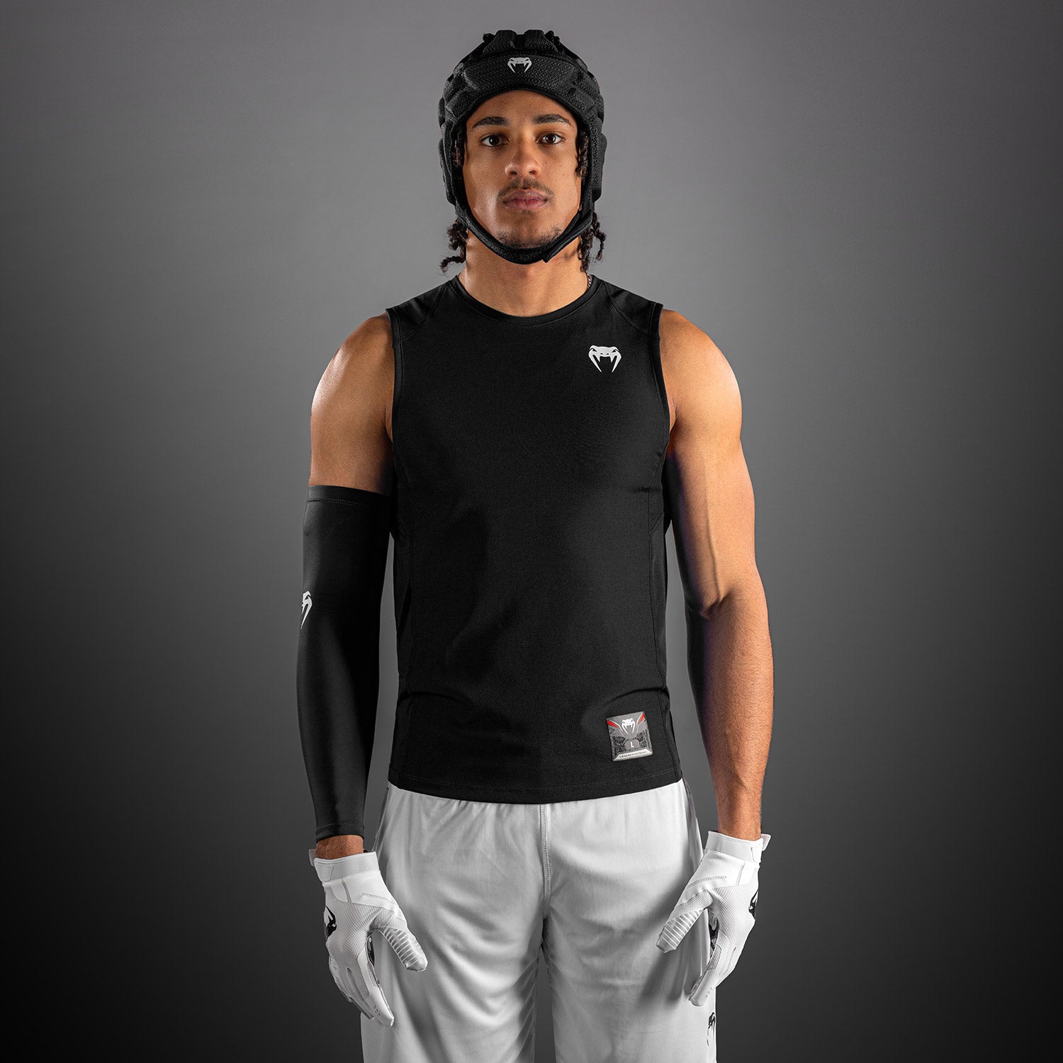 venum-elite-fu-ball-kompressionsshirt-rmellos-schwarz-herren-second-skin image 1