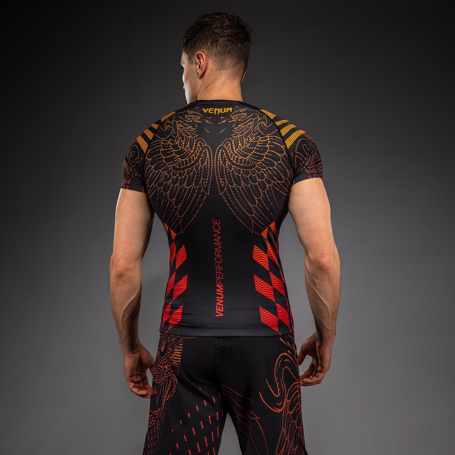 venum-quetzal-fury-kurzarm-rashguard-herren-schwarz-rot-tangerine image 3