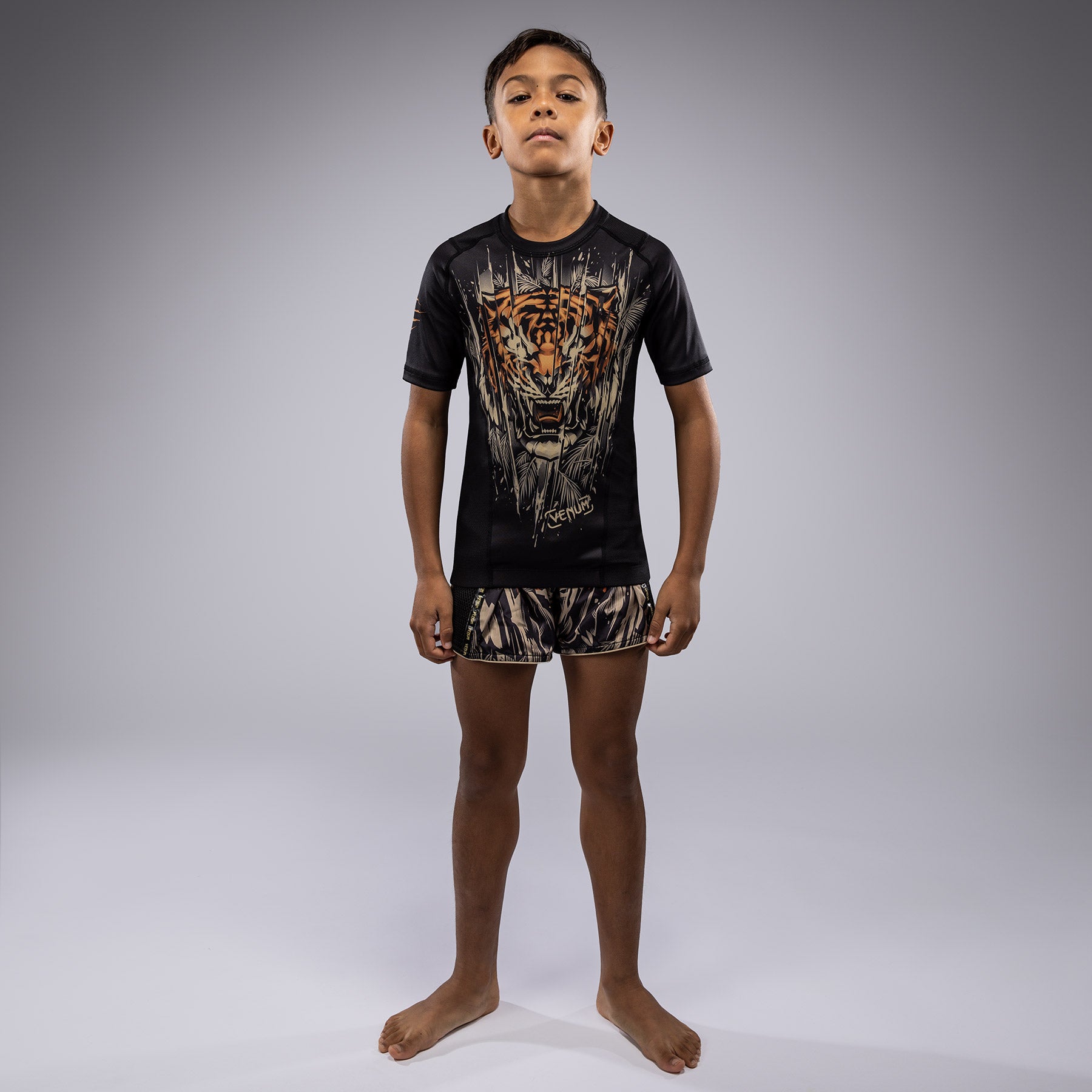 venum-tiger-rashguard-kinder-kurzarm-schwarz-neon-orange image 6