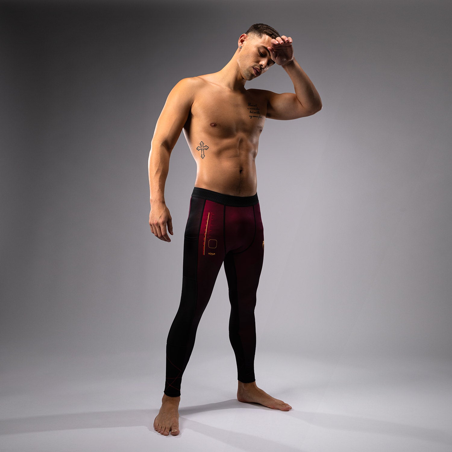 venum-tactical-xt-spats-leggings-schwarz-burgund-gold image 4