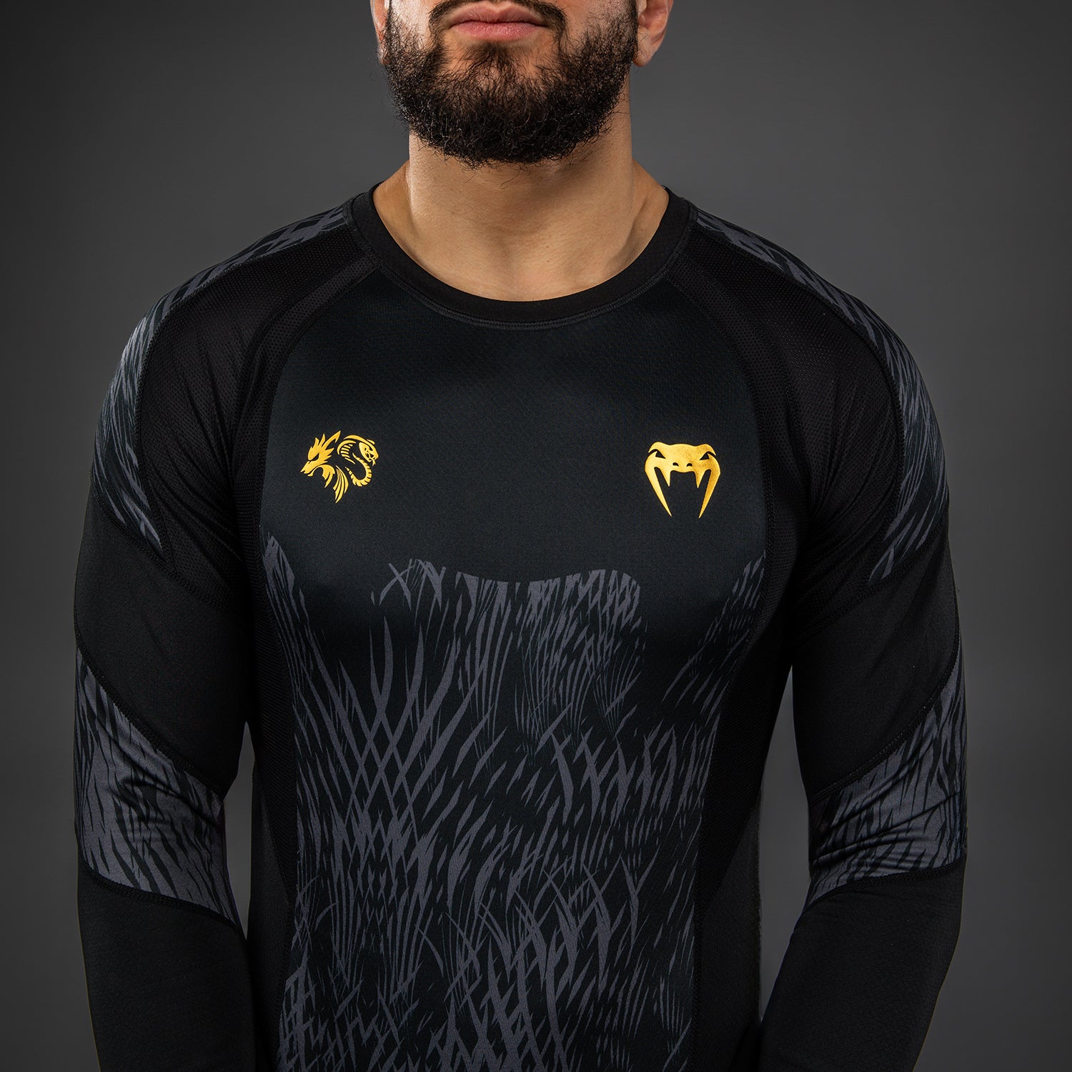 venum-x-chimaev-wild-borz-langarm-rashguard-schwarz-grau image 5