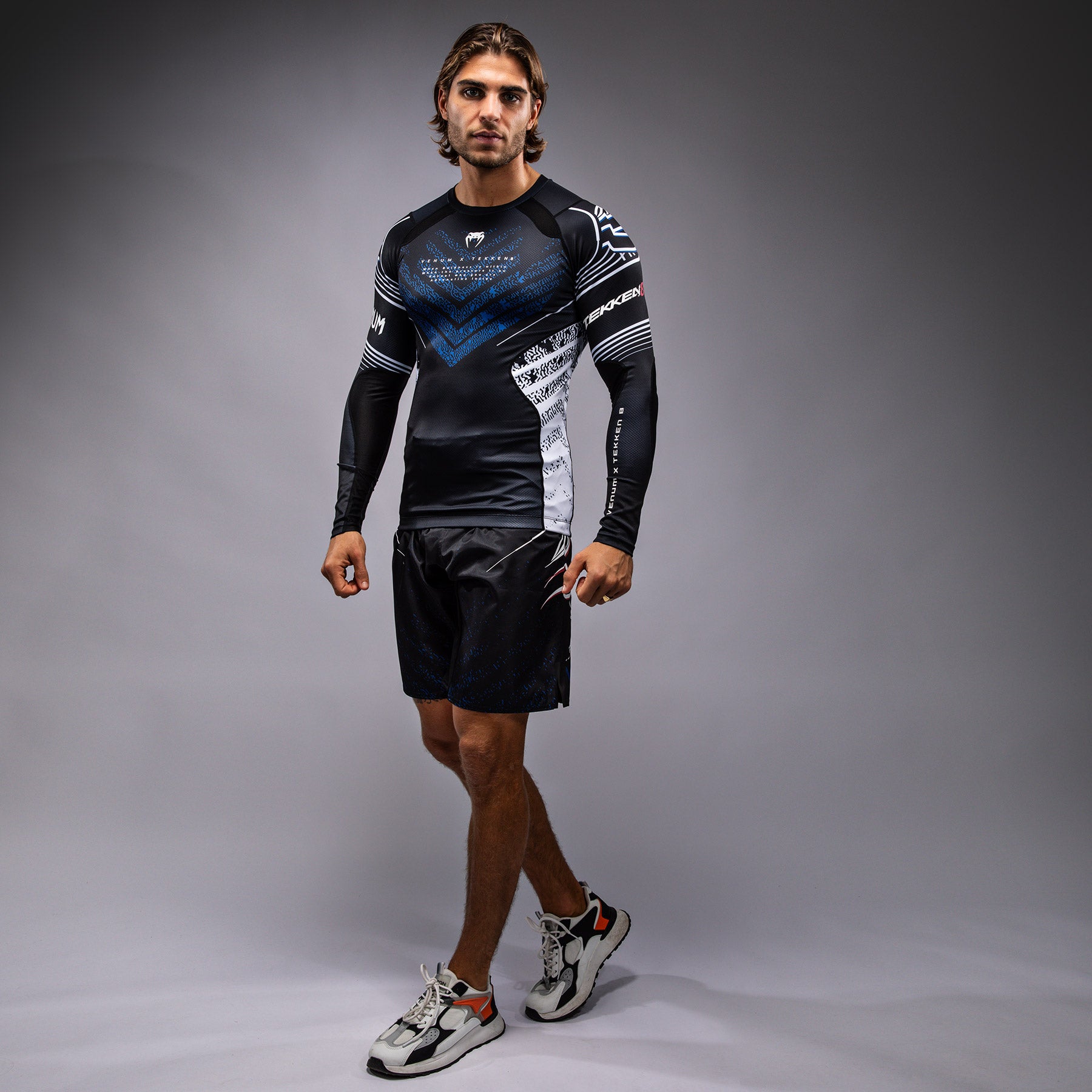 venum-x-tekken-8-jin-kazama-rashguard-langarm-herren-blau-schwarz-wei image 2