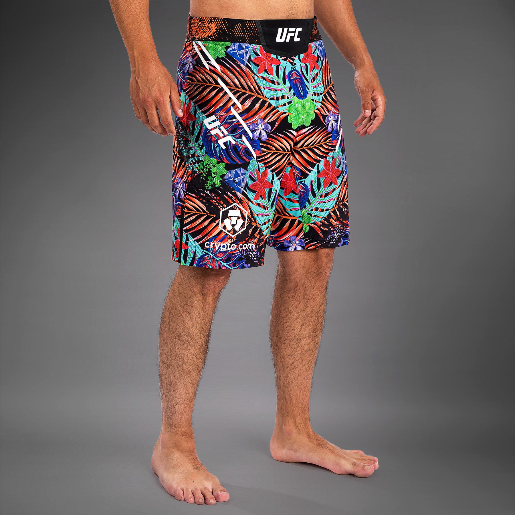 ufc-unrivaled-by-venum-dustin-poirier-fight-short-long-fit-herren-blau-floral image 3