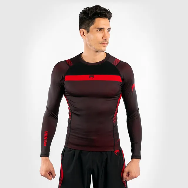 venum-no-gi-3-0-kompressions-t-shirt-langarm-schwarz-rot image 1