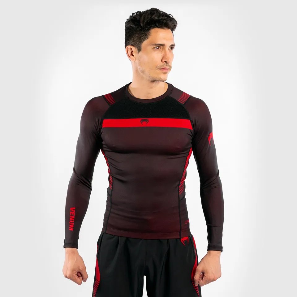 venum-no-gi-3-0-kompressions-t-shirt-langarm-schwarz-rot image 1