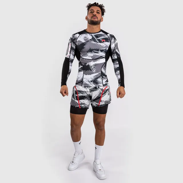 venum-electron-3-0-rashguard-langarm-herren-grau-rot image 1