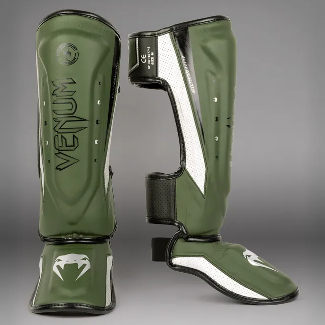 venum-elite-evo-schienbeinschoner-khaki-silber image 1