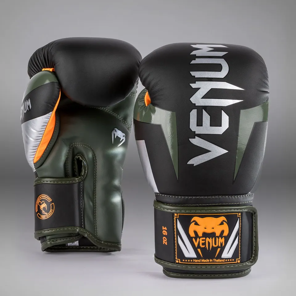 venum-elite-boxhandschuhe-schwarz-silber-kaki image 1