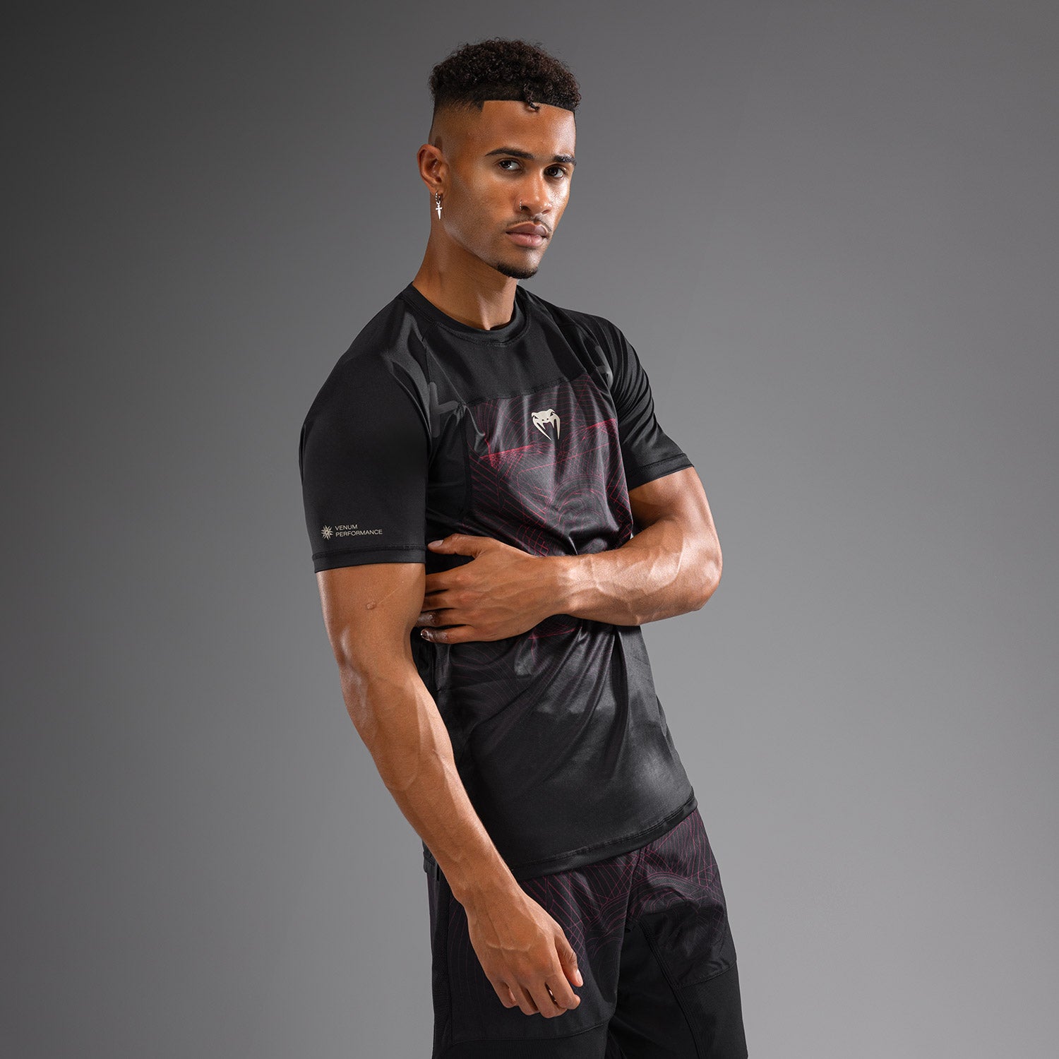 venum-g-fit-air-herren-dry-tech-t-shirt-tiefschwarz-feuerrot image 3