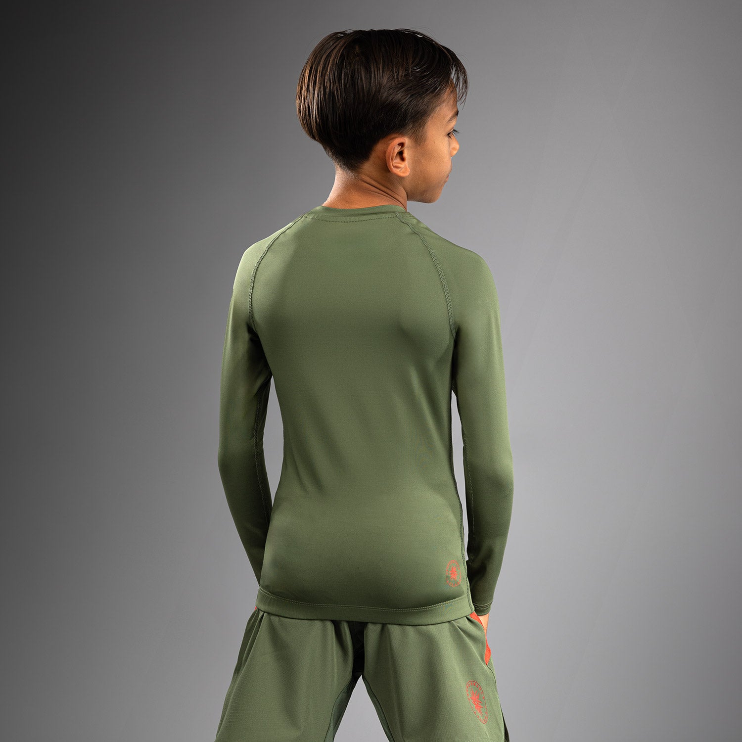 venum-contender-kinder-rashguard-langarm-army-green-orange image 3