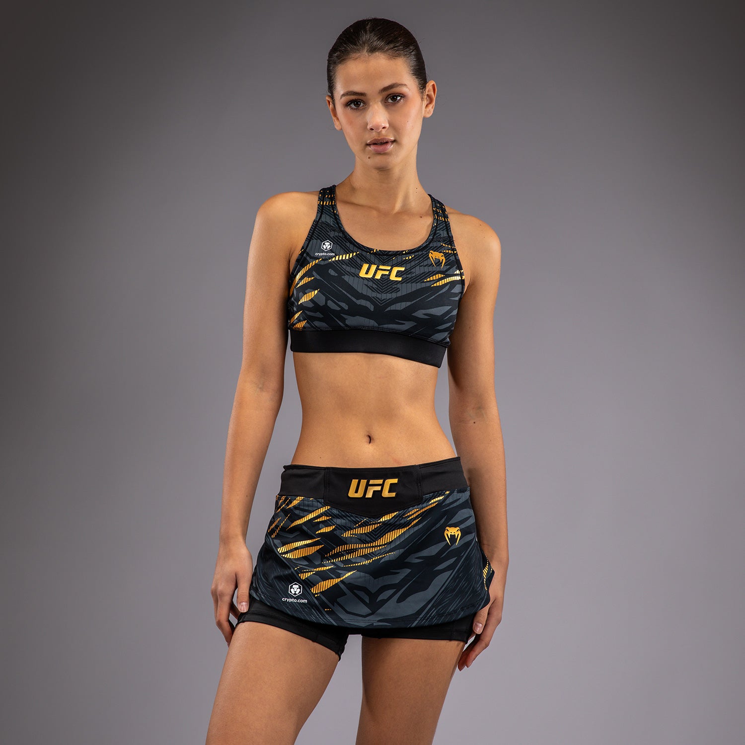 ufc-fusion-by-venum-authentic-fight-night-skort-damen-champion-schwarz-gold image 4