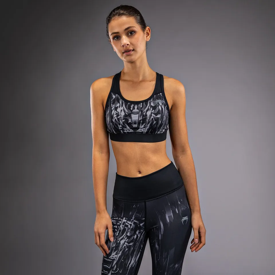 venum-tiger-damen-sport-bh-schwarz-silber image 1