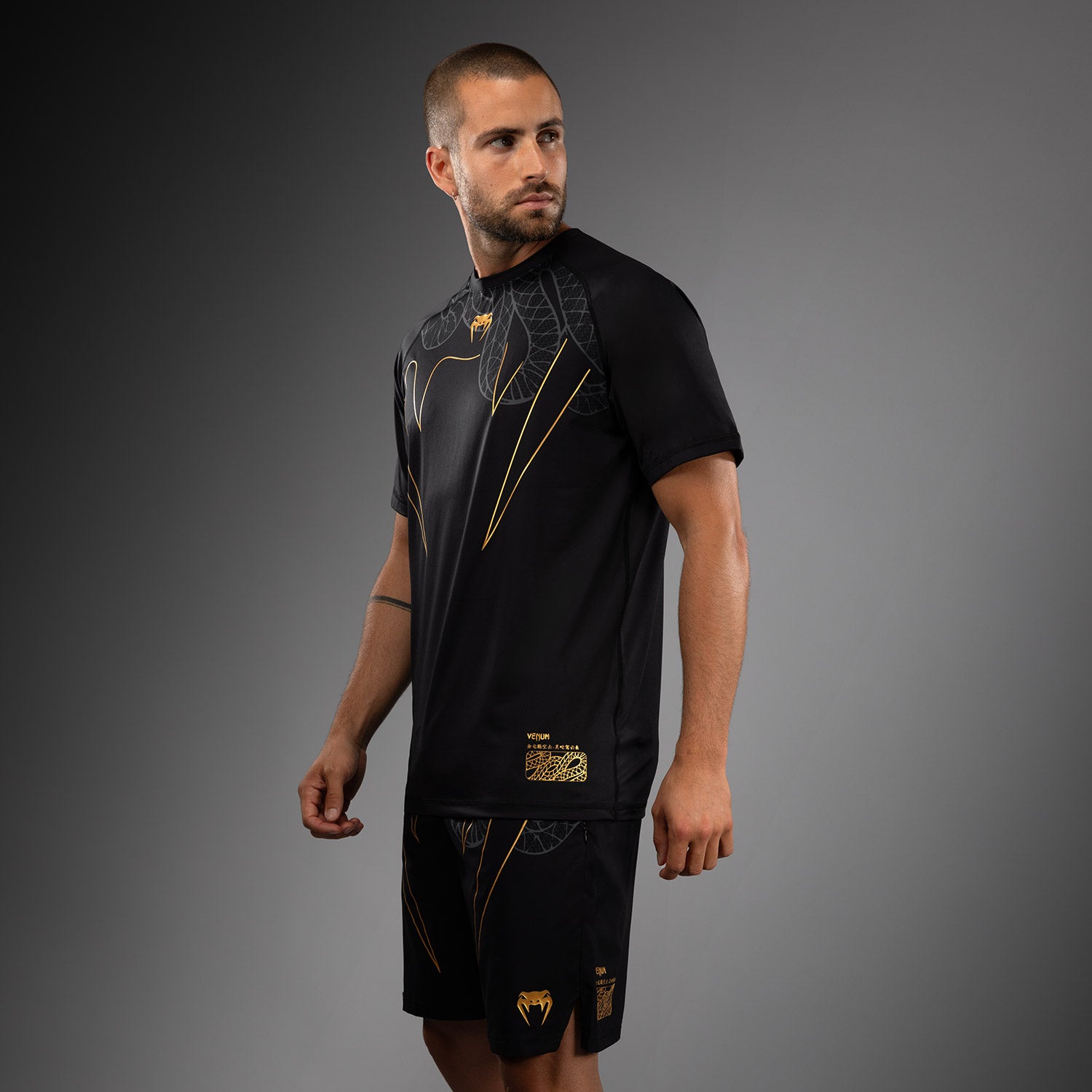 venum-serpenti-dry-tech-t-shirt-herren-schwarz-silber-gold image 3