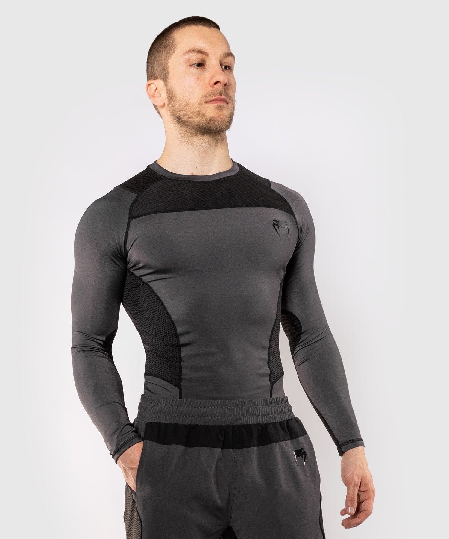 venum-g-fit-rashguard-langarm-grau-schwarz image 2