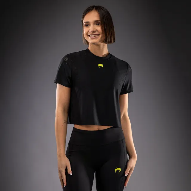 venum-lazer-dry-tech-t-shirt-damen-schwarz-gelb image 1