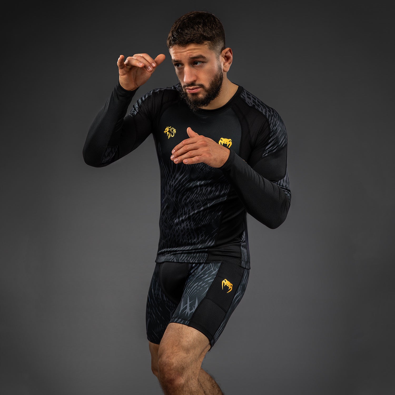 venum-x-chimaev-wild-borz-langarm-rashguard-schwarz-grau image 8