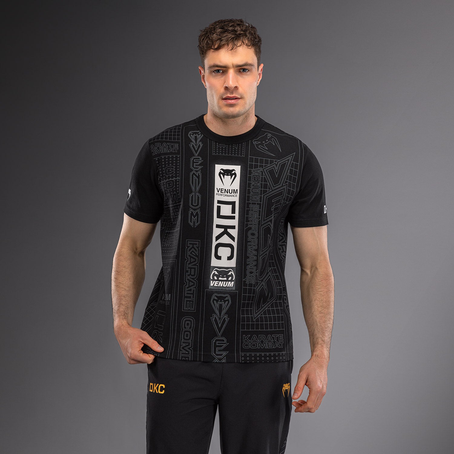 venum-karate-combat-t-shirt-schwarz-grau image 1
