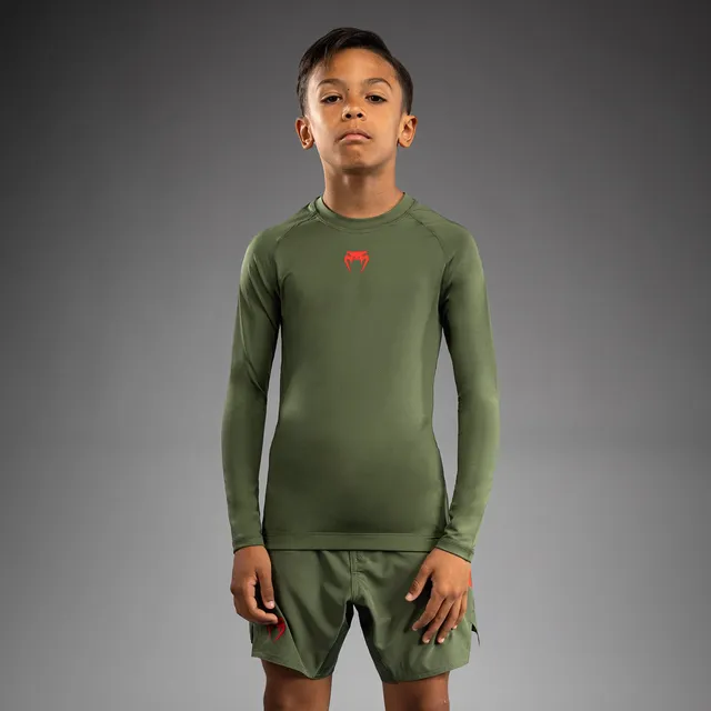 venum-contender-kinder-rashguard-langarm-army-green-orange image 1