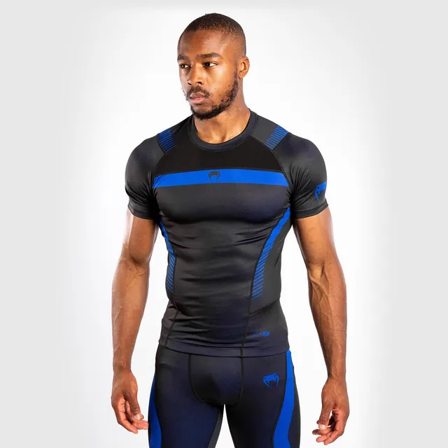 venum-no-gi-3-0-kompressions-t-shirt-kurzarm-schwarz-blau image 1