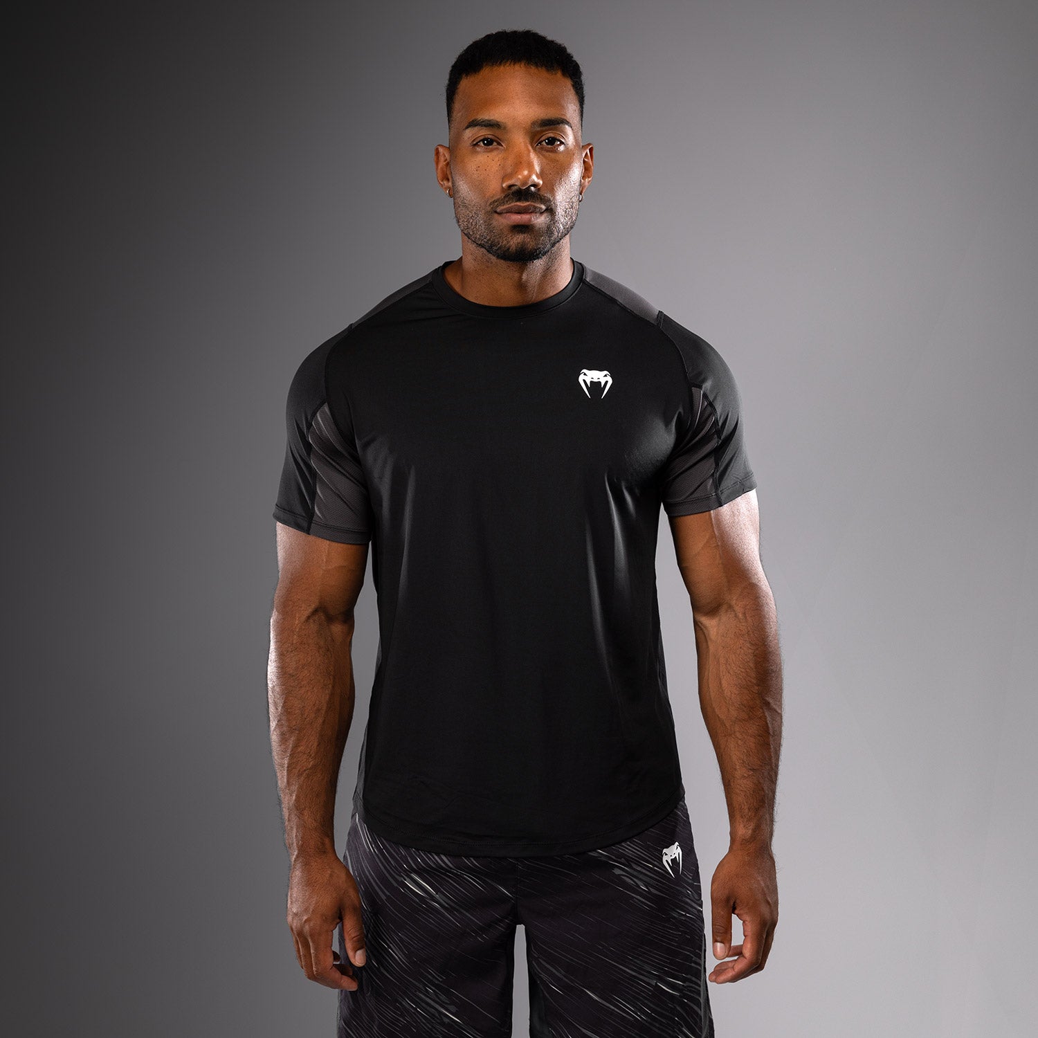 venum-rapid-dry-tech-t-shirt-schwarz-sturmgrau image 1