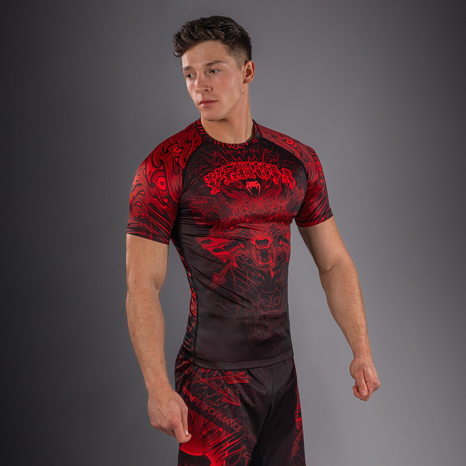 venum-wolf-atak-kurzarm-rashguard-schwarz-rot-herren image 3