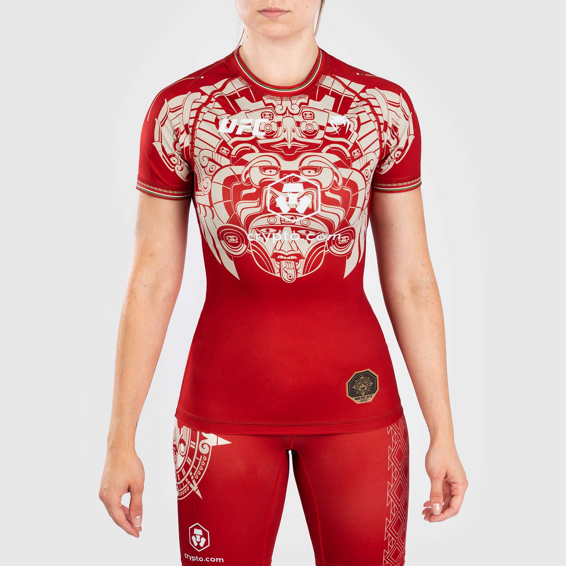 venum-noche-ufc-authentic-fight-night-damen-rashguard-kurzarm-rot image 1