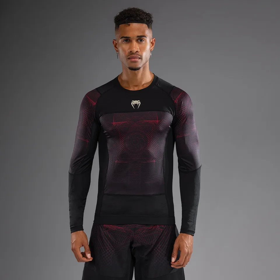 venum-g-fit-air-herren-langarm-rashguard-tiefschwarz-feuerrot image 1