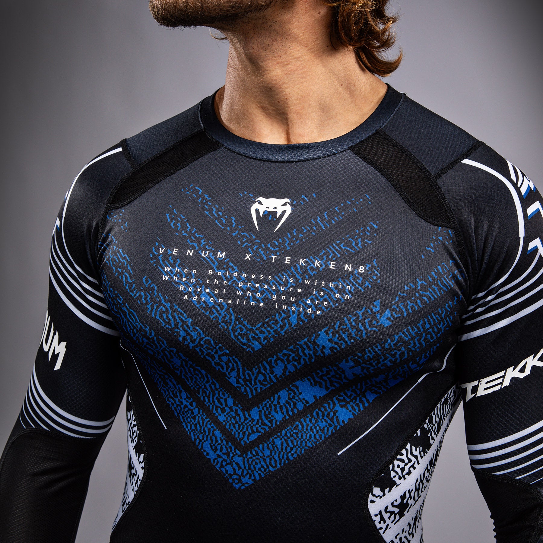 venum-x-tekken-8-jin-kazama-rashguard-langarm-herren-blau-schwarz-wei image 6