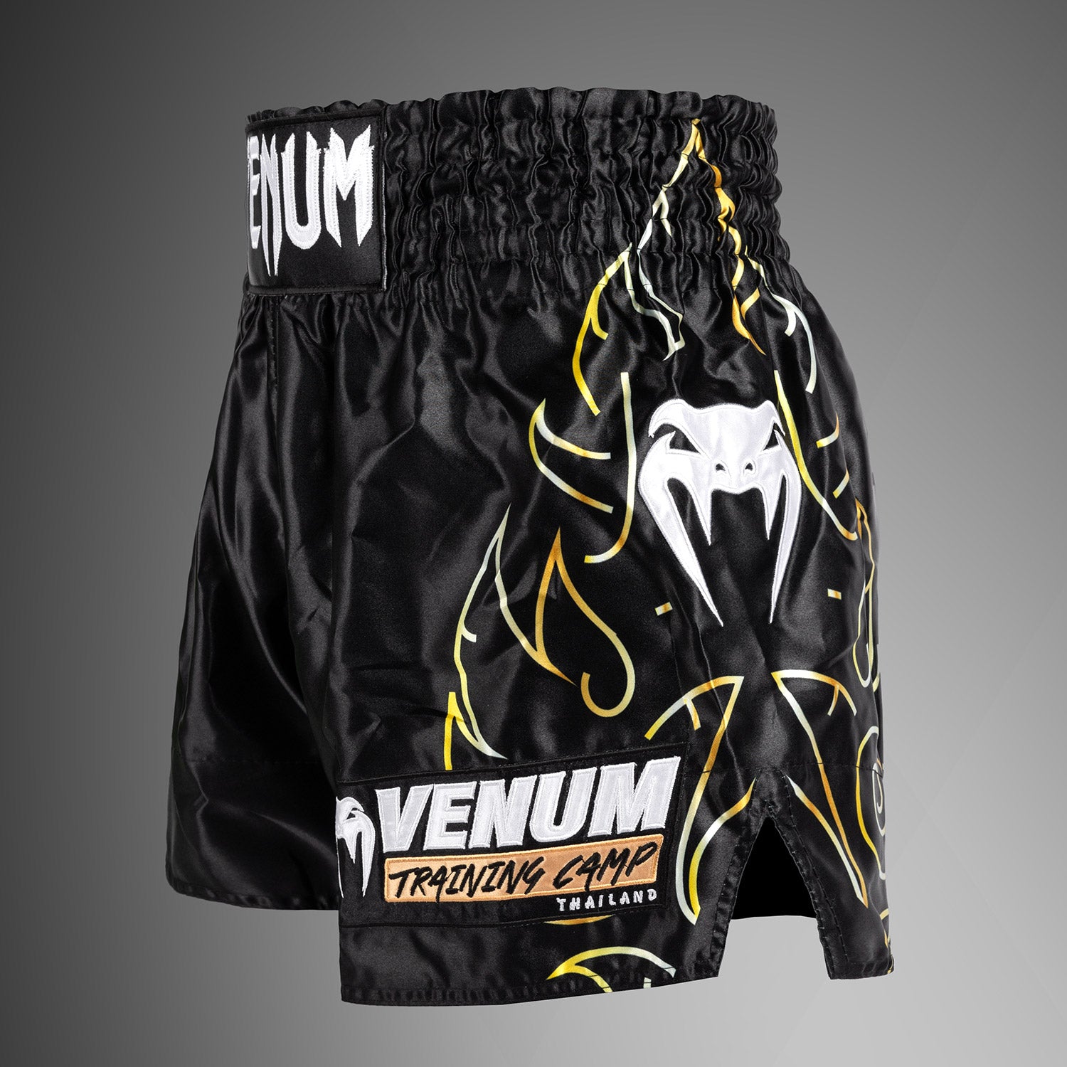 venum-vtc-flames-muay-thai-shorts-schwarz-gold-unisex image 3