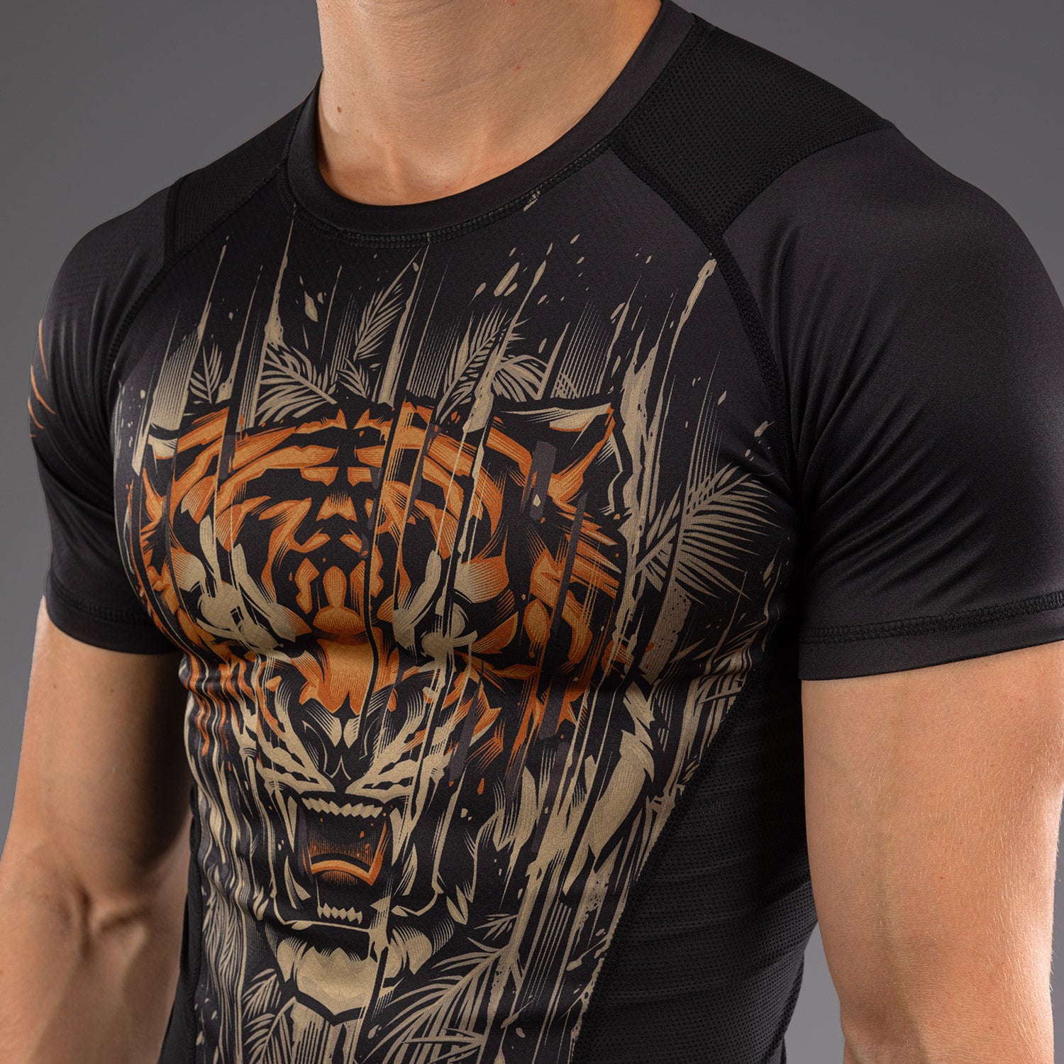 venum-tiger-herren-kurzarm-rashguard-schwarz-neonorange image 6