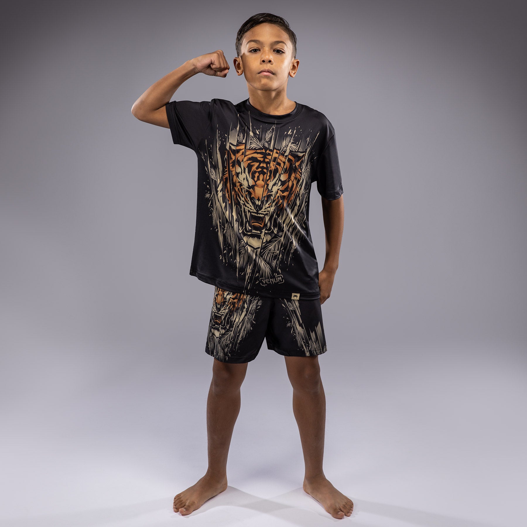 venum-tiger-kinder-dry-tech-t-shirt-schwarz-neon-orange image 4