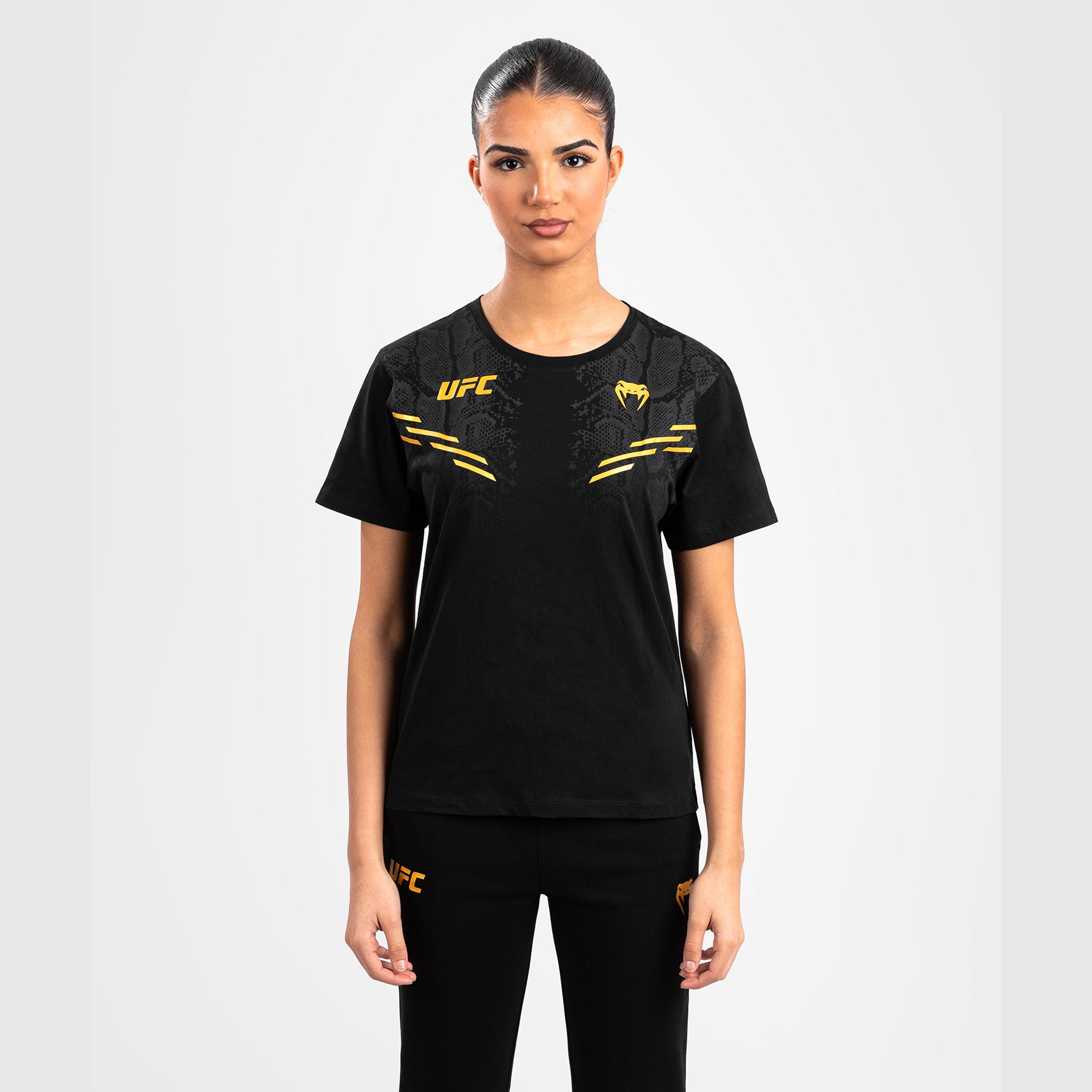 ufc-adrenaline-by-venum-replica-damen-t-shirt-champion-schwarz-gold image 8