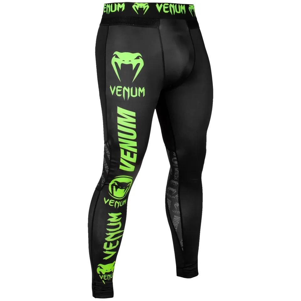venum-logos-kompressionshose-lang-schwarz-neongelb image 1
