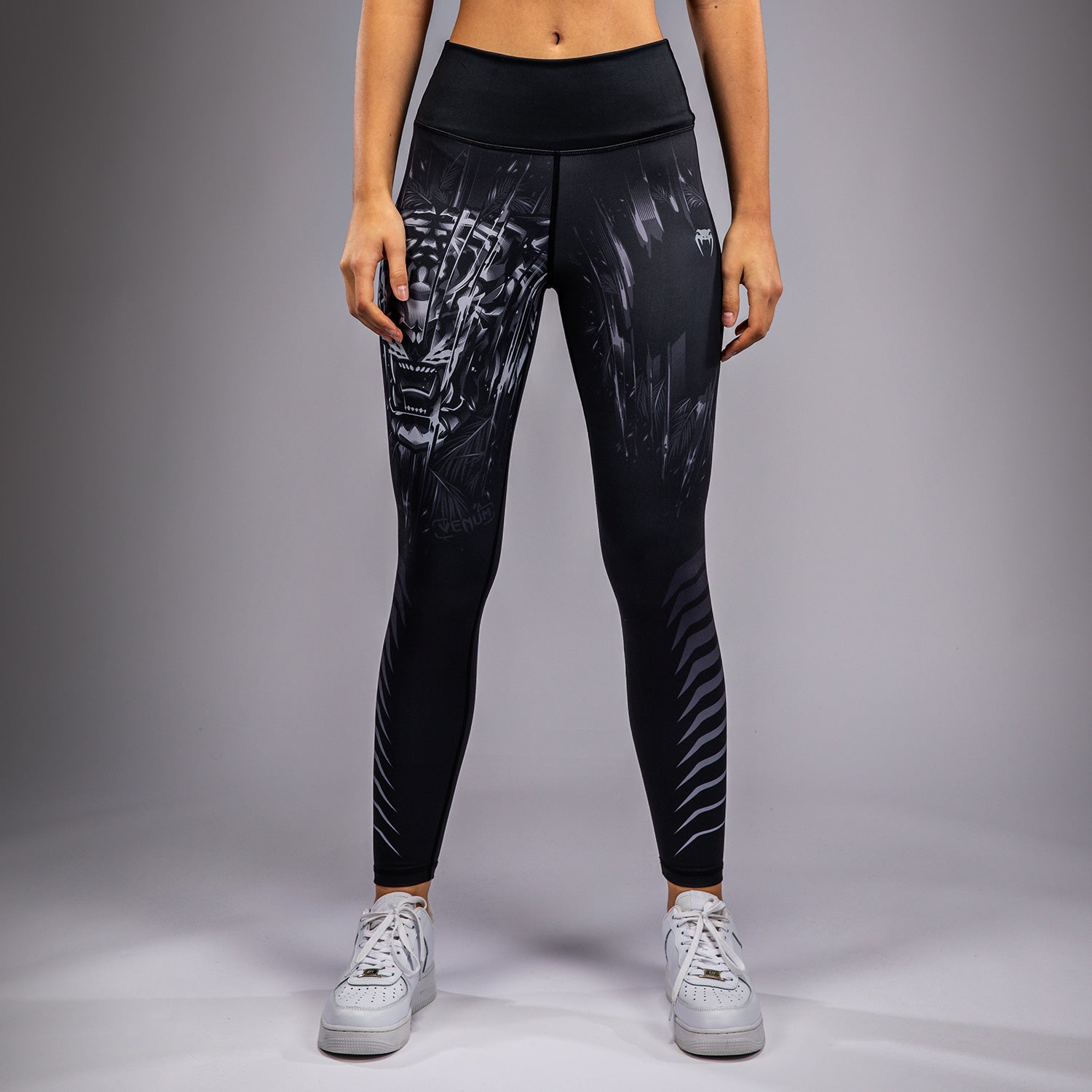 venum-tiger-damen-leggings-lang-schwarz-silber image 1