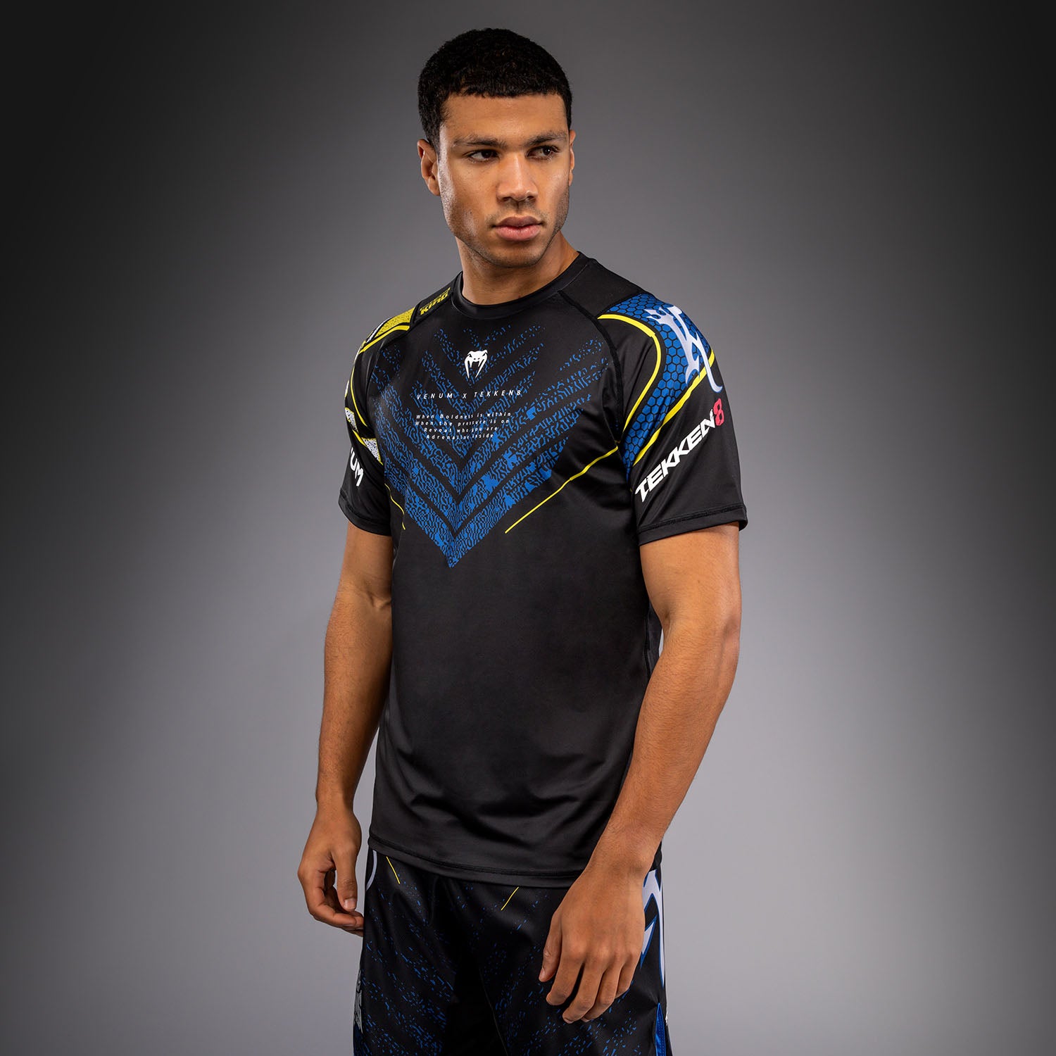venum-x-tekken-8-dry-tech-t-shirt-king-schwarz-gelb-herren image 3