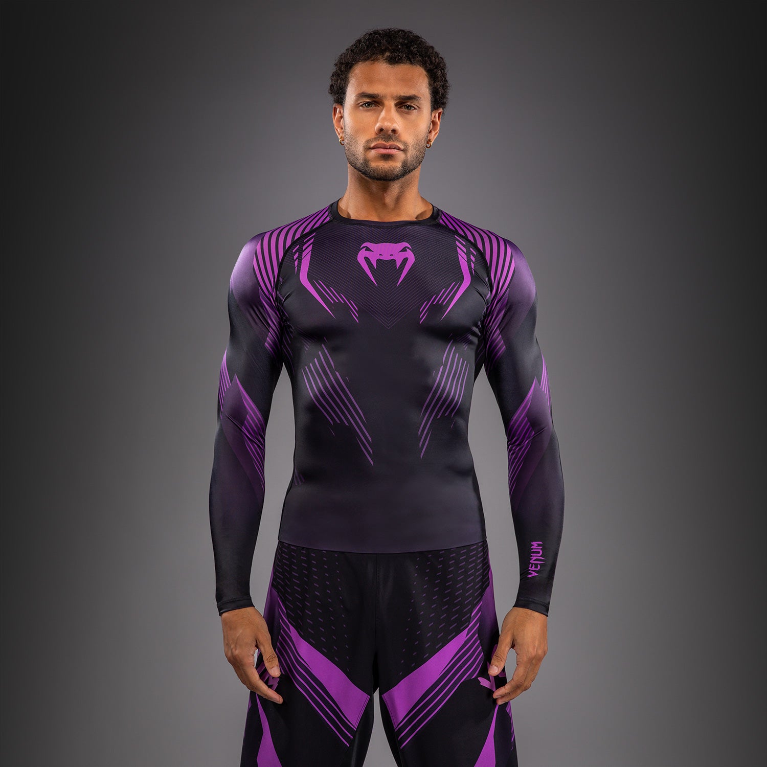 venum-no-gi-6-0-langarm-rashguard-herren-schwarz-lila image 1
