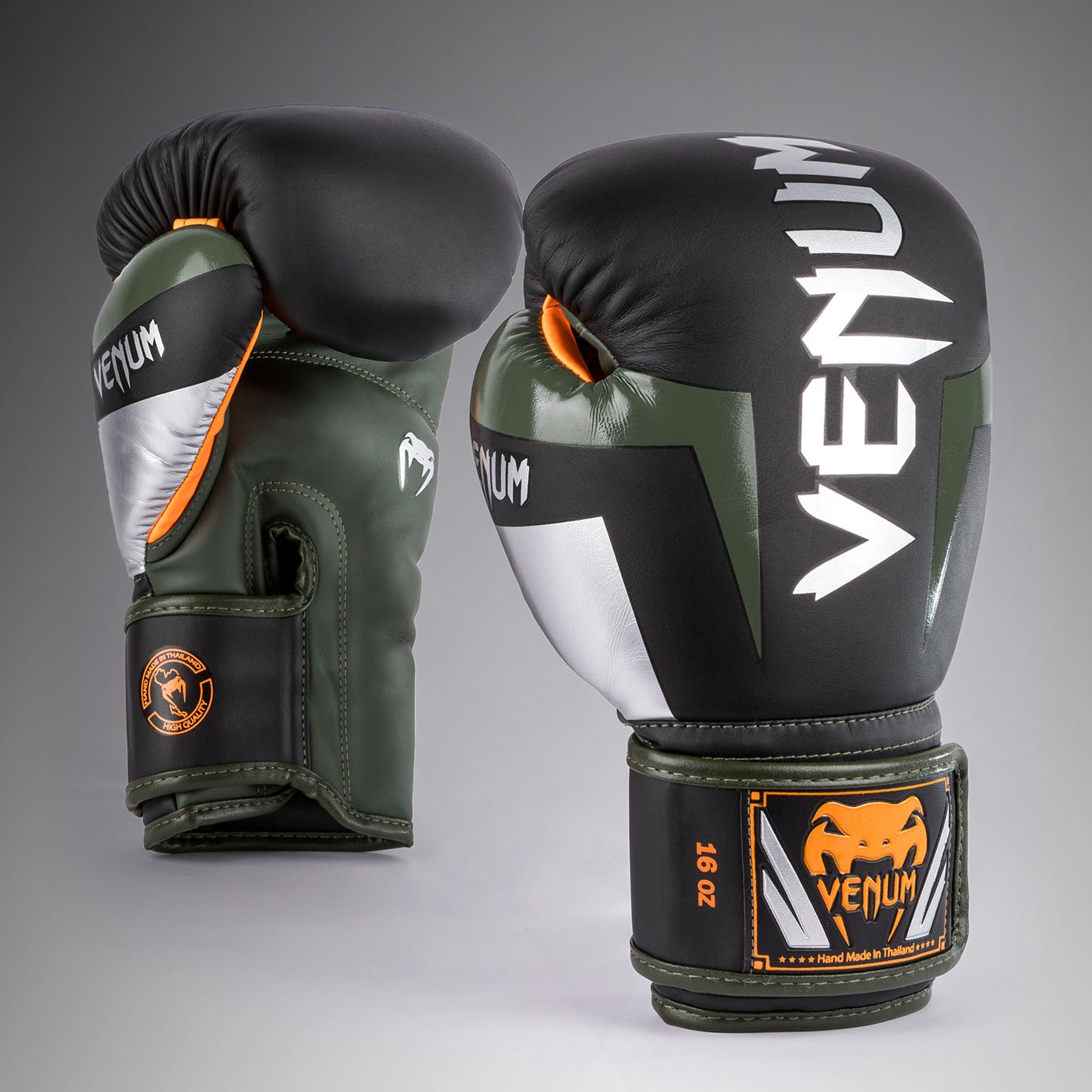 venum-elite-boxhandschuhe-schwarz-silber-kaki image 2