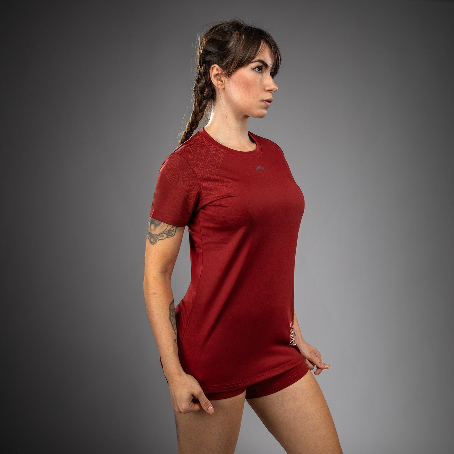 venum-serpenti-damen-dry-tech-t-shirt-burgunder-elfenbein image 4